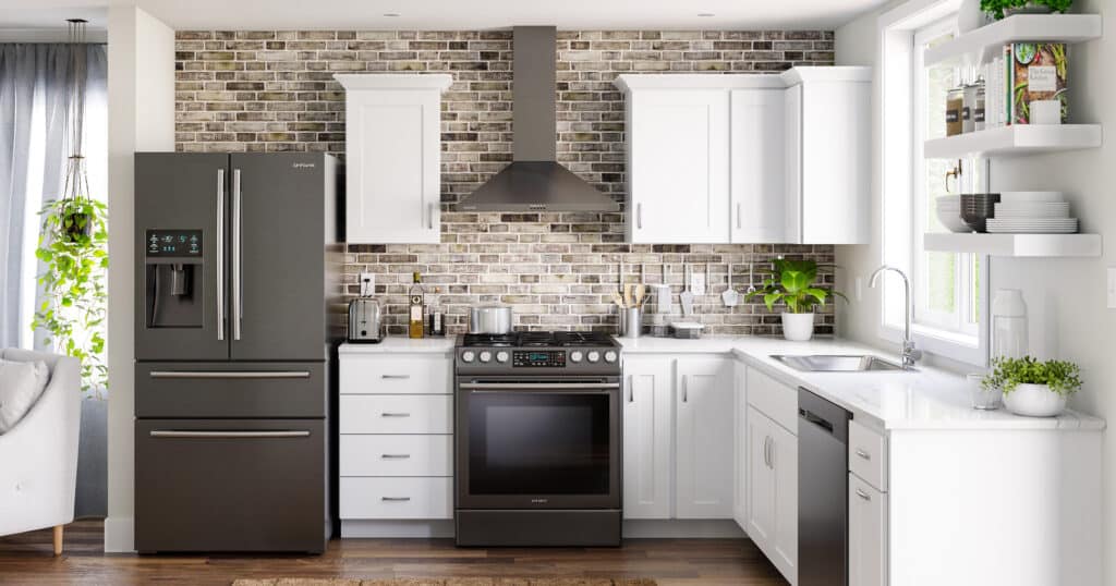 modern kitchen in evansville with shaker style cabinets