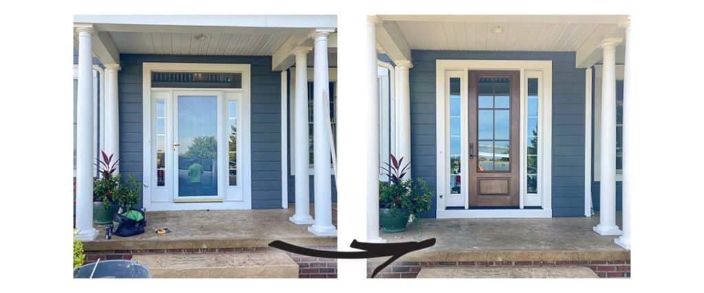 entry and storm door replaced with fiberglass provia door