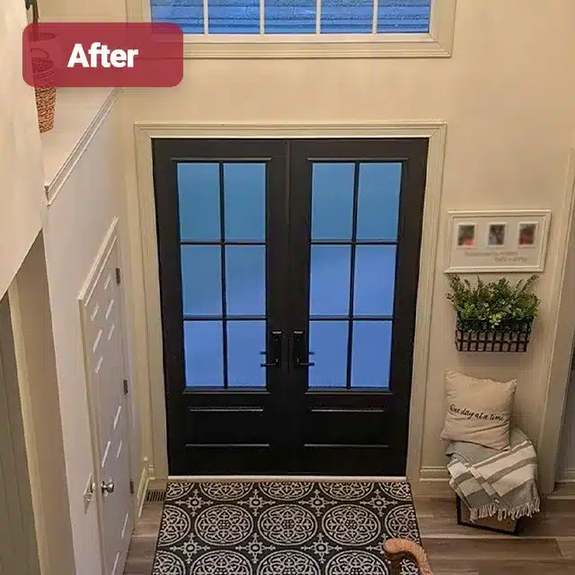 interior shot of tall fiberglass french doors