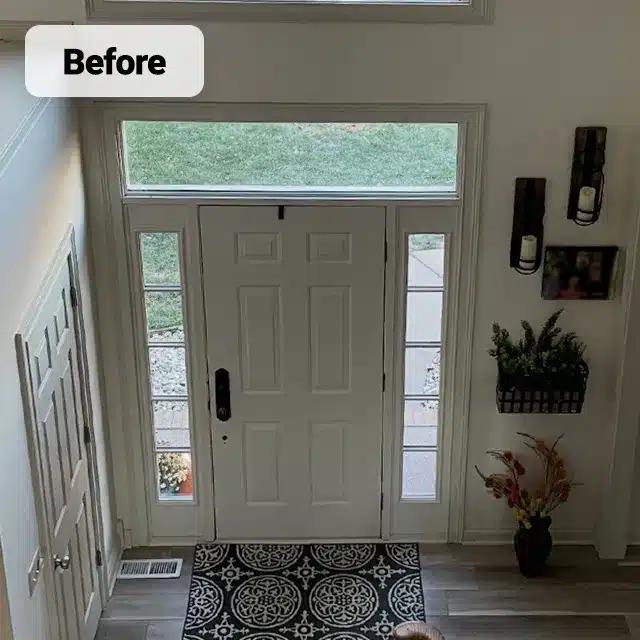 interior shot of white entry door with sidelites